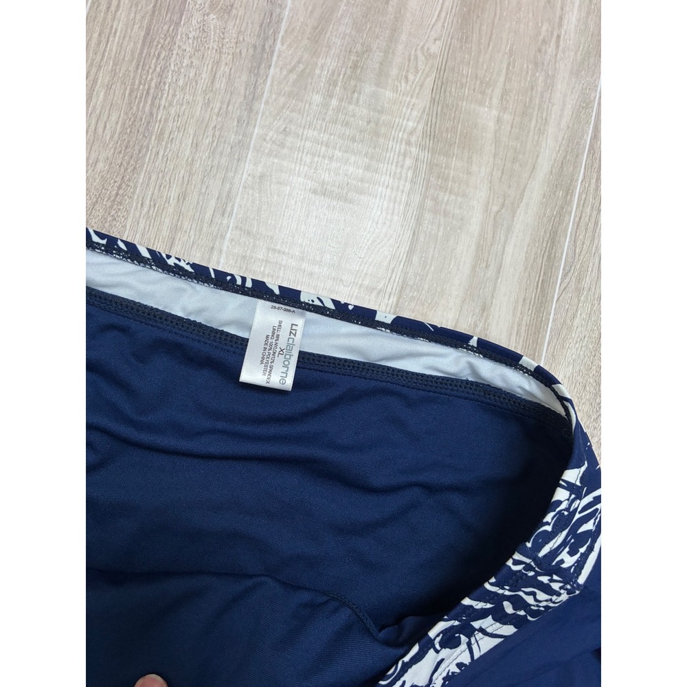 Liz Claiborne Womens Navy Blue Paisley Waist Swim Skirt Built-in Brief XL - Picture 2 of 4
